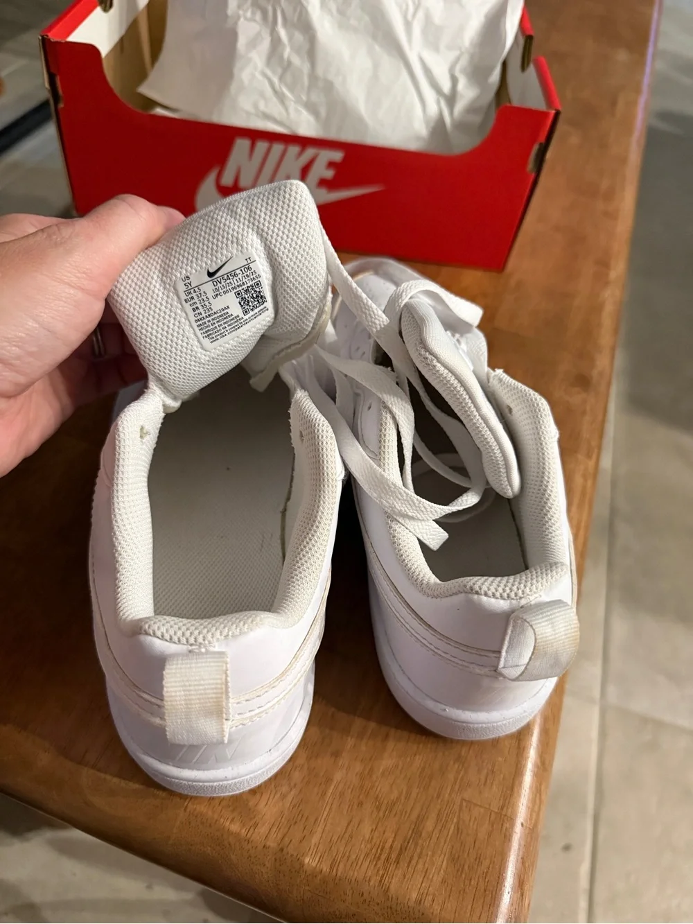 Nike Kids Court Borough White Low-Top Swoosh Sneakers